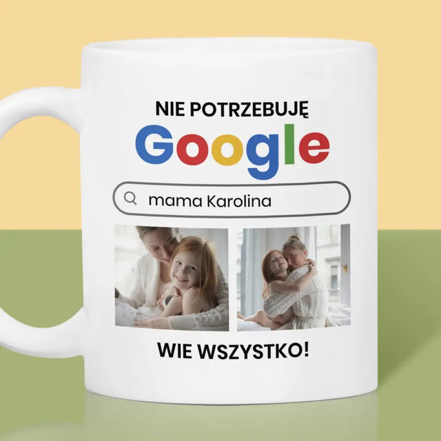 Fotokolaż: Nie Potrzebuję Google - Kubek z Nadrukiem