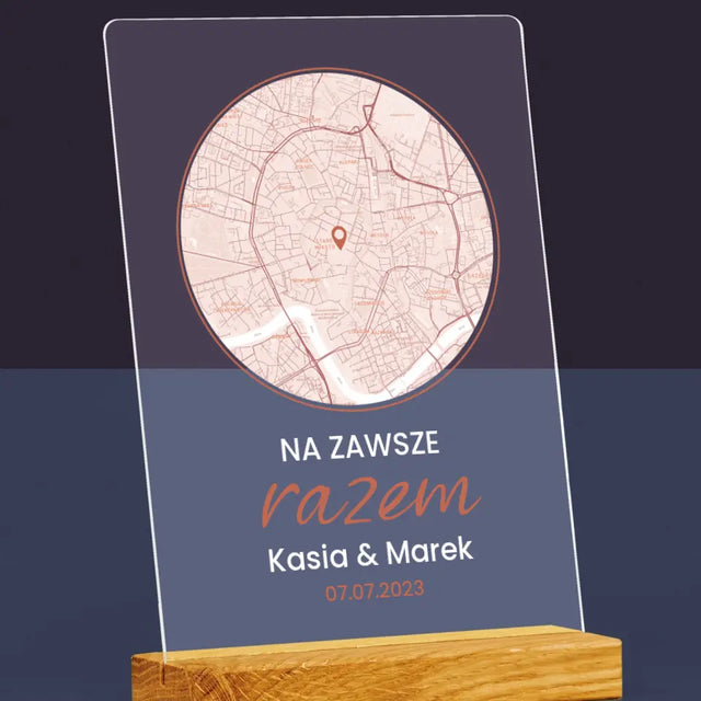 Mapa Miasta: Na Zawsze Razem - Wydruk Na Szkle Akrylowym