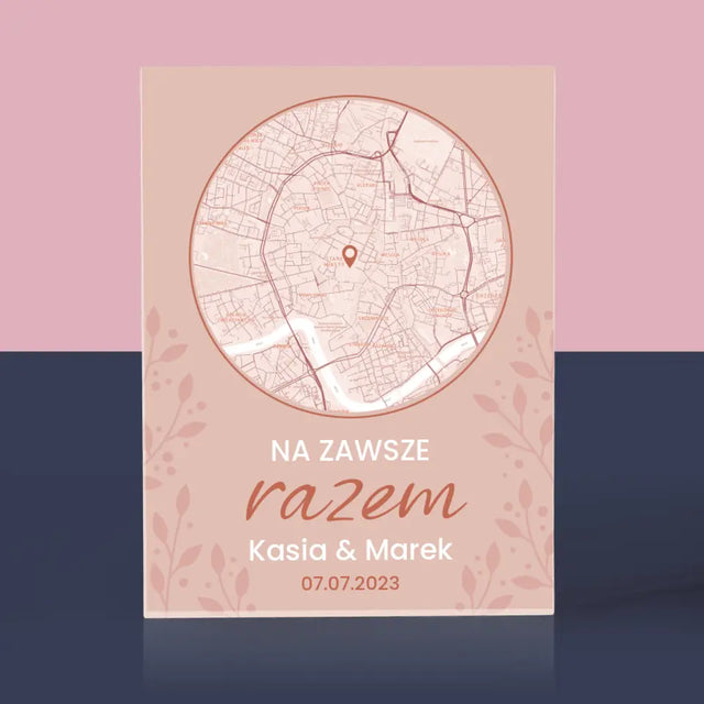 Mapa Miasta: Na Zawsze Razem - Blok Akrylowy z Nadrukiem