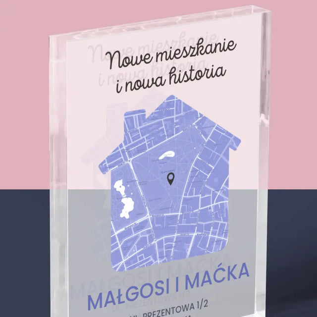 Mapa Miasta: Nowe Mieszkanie - Blok Akrylowy z Nadrukiem