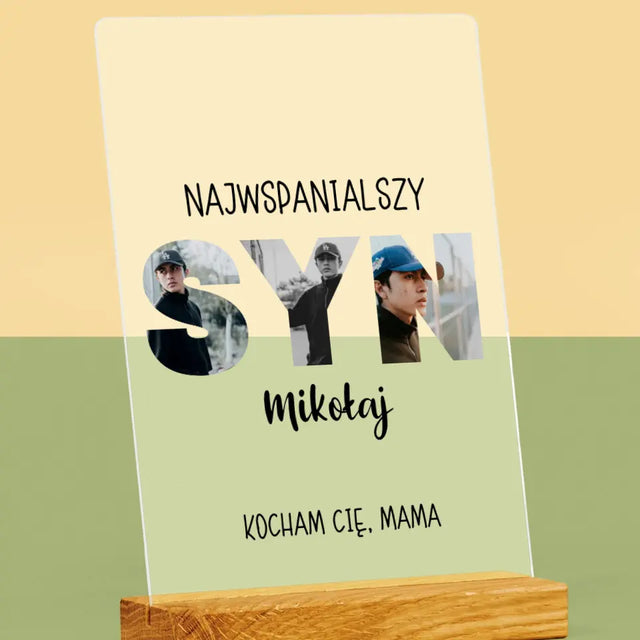 Słowo Ze Zdjęć: Syn - Wydruk Na Szkle Akrylowym