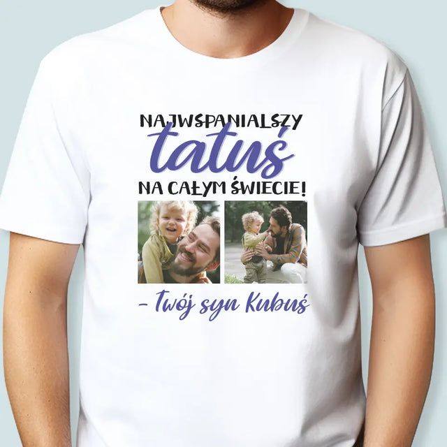 Fotokolaż: Tatuś - Koszulka Męska z Nadrukiem