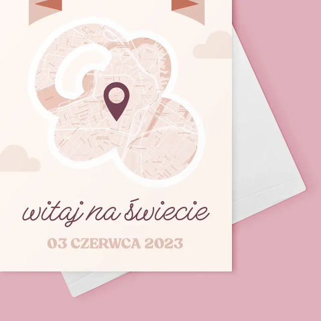 Mapa Miasta: Witaj Na Świecie - Kartka z Życzeniami