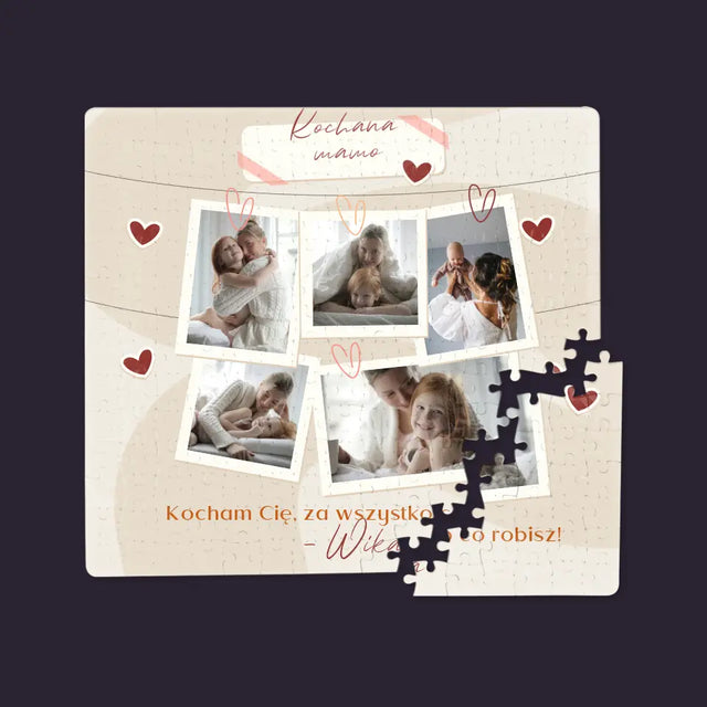 Fotokolaż: Kocham Cię Mamo - Personalizowane Puzzle