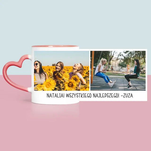 Fotokolaż: 2 Zdjęcia i Podpis - Kubek z Nadrukiem