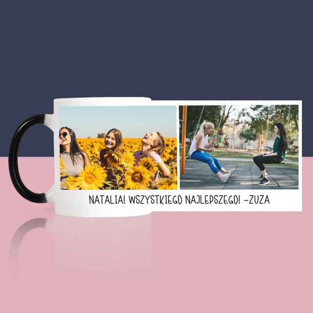 Fotokolaż: 2 Zdjęcia i Podpis - Kubek z Nadrukiem