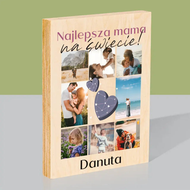 Fotokolaż: Najlepsza Mama - Wydruk Na Drewnie