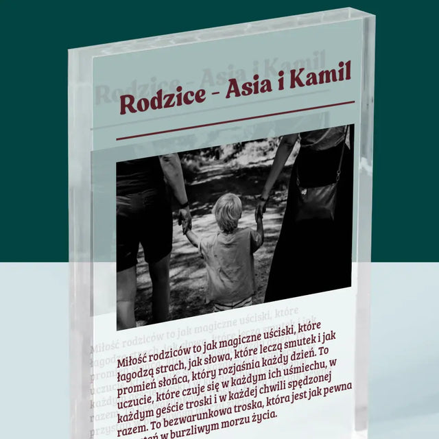 Zdjęcie i Podpis: Rodzice Definicja Ich Miłości - Blok Akrylowy z Nadrukiem