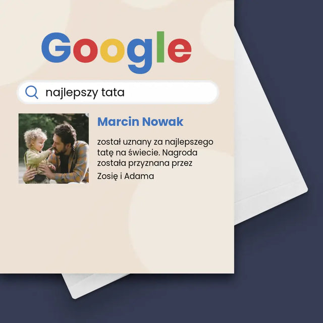 Zdjęcie i Podpis: Najlepszy Tata Wynik Google - Kartka z Życzeniami