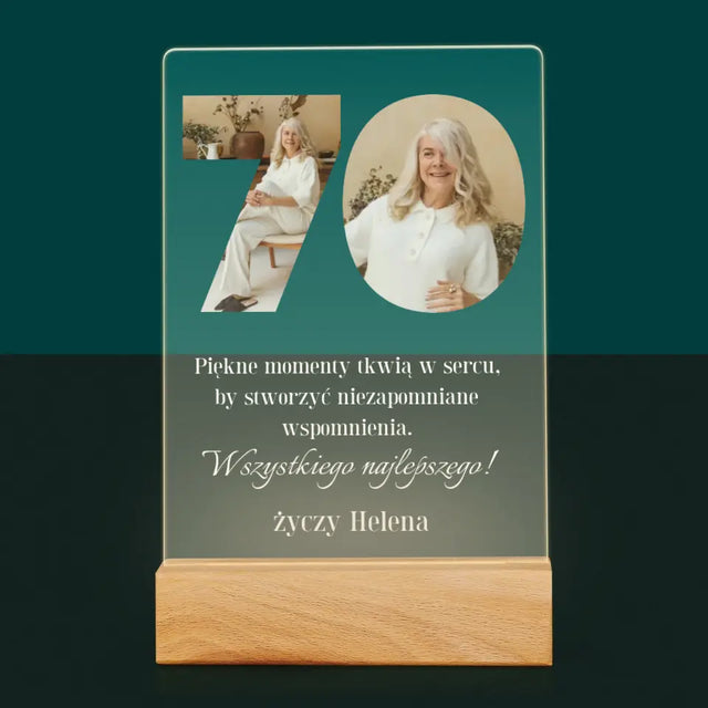 Słowo Ze Zdjęć: 70 Urodziny - Wydruk Na Szkle Akrylowym