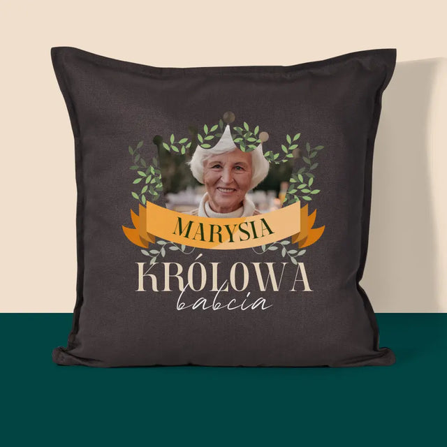 Zdjęcie i Podpis: Królowa Babcia - Poduszka z Nadrukiem