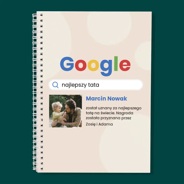 Zdjęcie i Podpis: Najlepszy Tata Wynik Google - Planer Dzienny z Nadrukiem