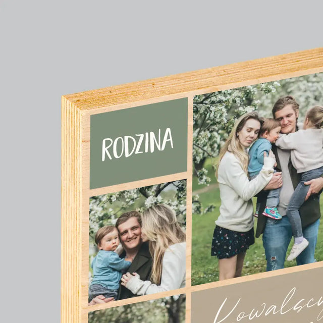 Fotokolaż: Rodzina - Wydruk Na Drewnie