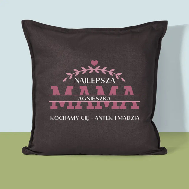 Monogram: Najlepsza Mama Podpis - Poduszka z Nadrukiem