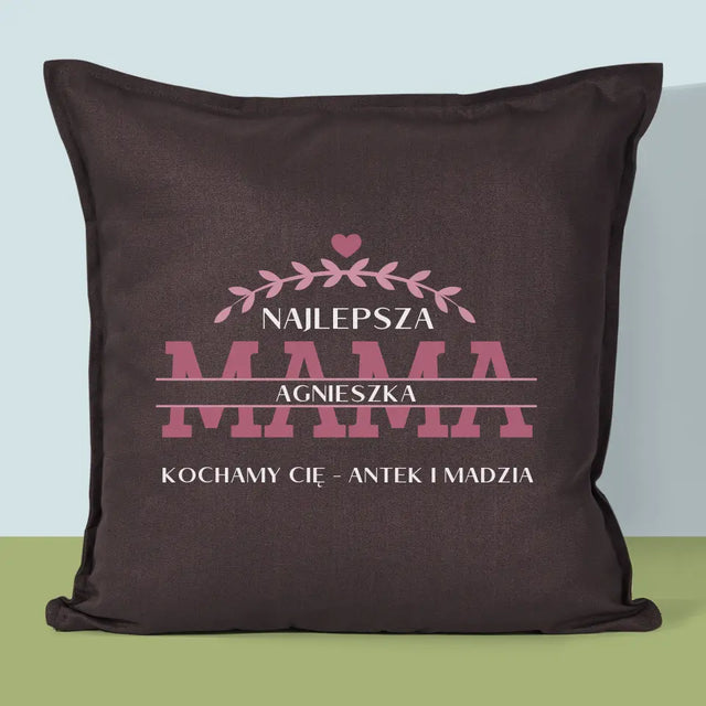 Monogram: Najlepsza Mama Podpis - Poduszka z Nadrukiem