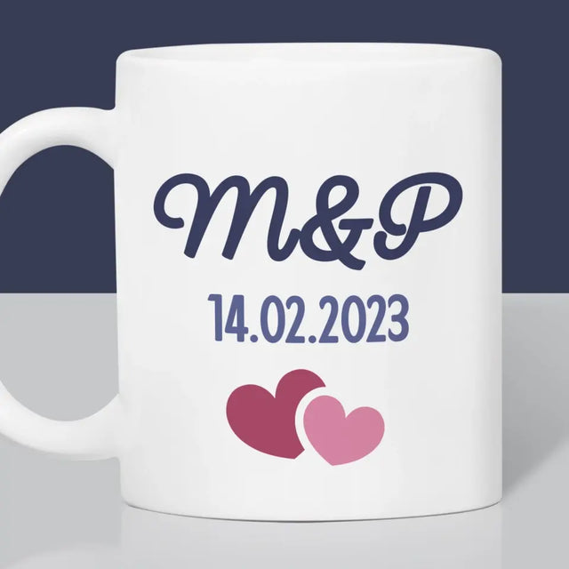 Monogram: Inicjały Serca - Kubek z Nadrukiem