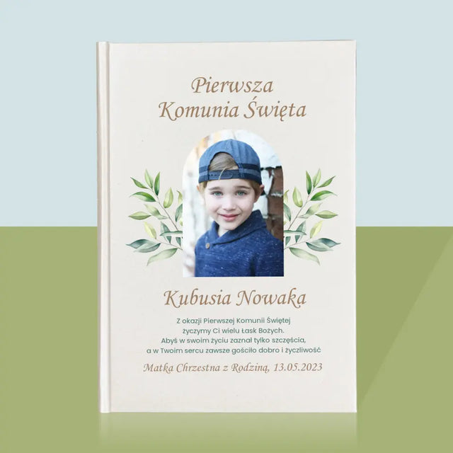 Zdjęcie i Podpis: Pierwsza Komunia Święta Życzenia - Biblia z Nadrukiem