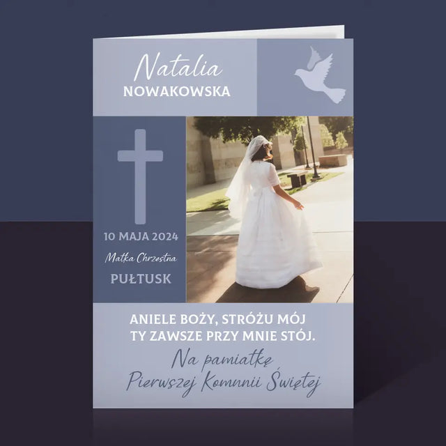 Zdjęcie i Podpis: Aniele Boży Komunia - Kartka z Życzeniami