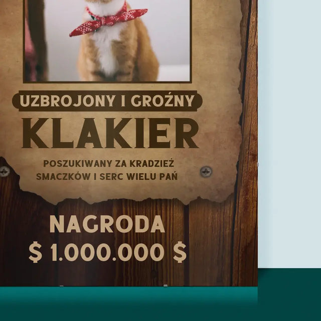 Zdjęcie i Podpis: Poszukiwany Zwierzak - Personalizowany Plakat