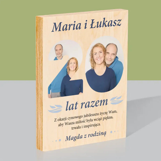 Słowo Ze Zdjęć: 20 Lat Razem - Wydruk Na Drewnie