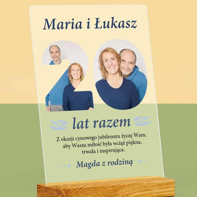 Słowo Ze Zdjęć: 20 Lat Razem - Wydruk Na Szkle Akrylowym