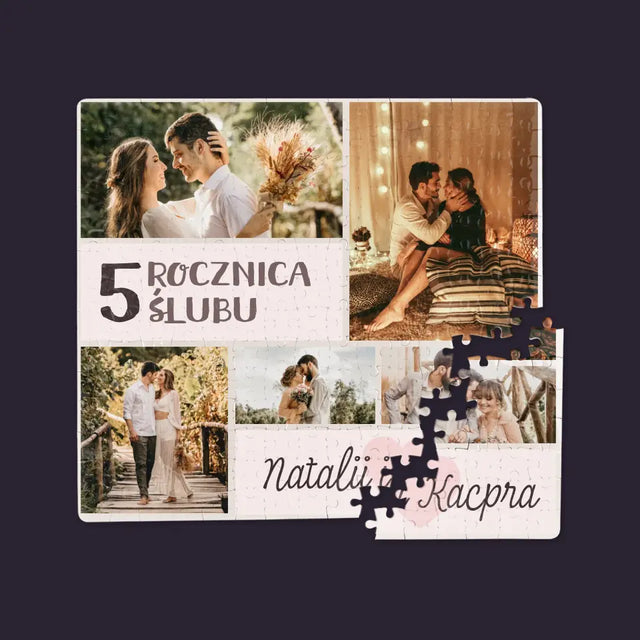 Fotokolaż: 5 Rocznica Ślubu - Personalizowane Puzzle