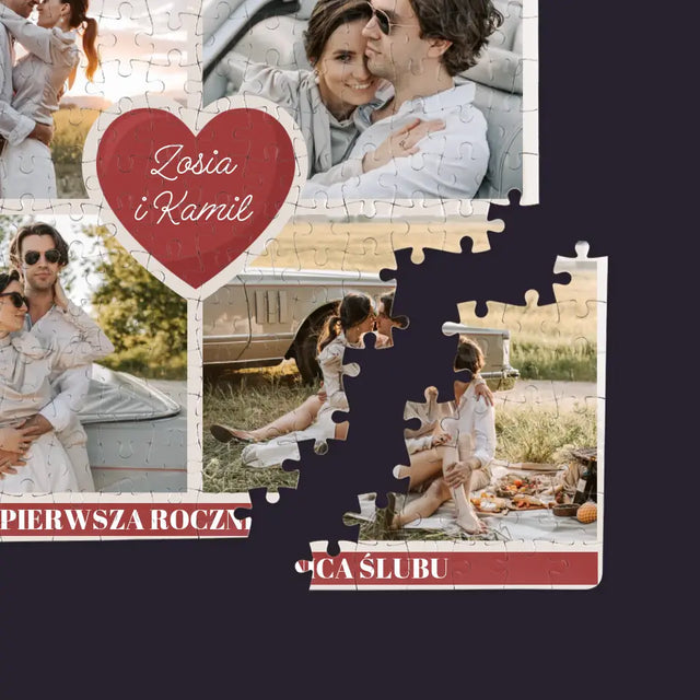 Fotokolaż: Pierwsza Rocznica Serce - Personalizowane Puzzle