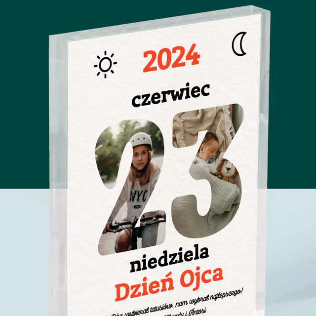 Słowo Ze Zdjęć: Dzień Ojca Kartka Z Kalendarza - Blok Akrylowy z Nadrukiem