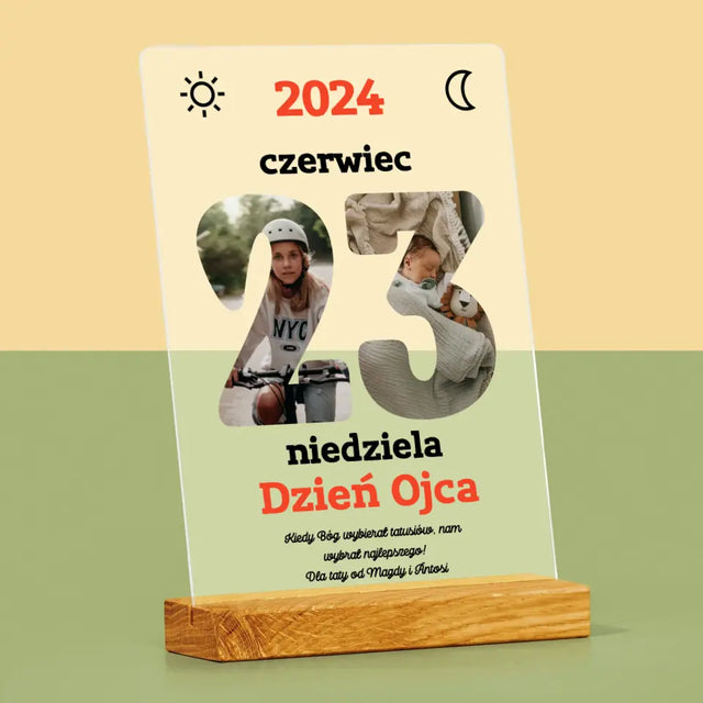 Słowo Ze Zdjęć: Dzień Ojca Kartka Z Kalendarza - Wydruk Na Szkle Akrylowym