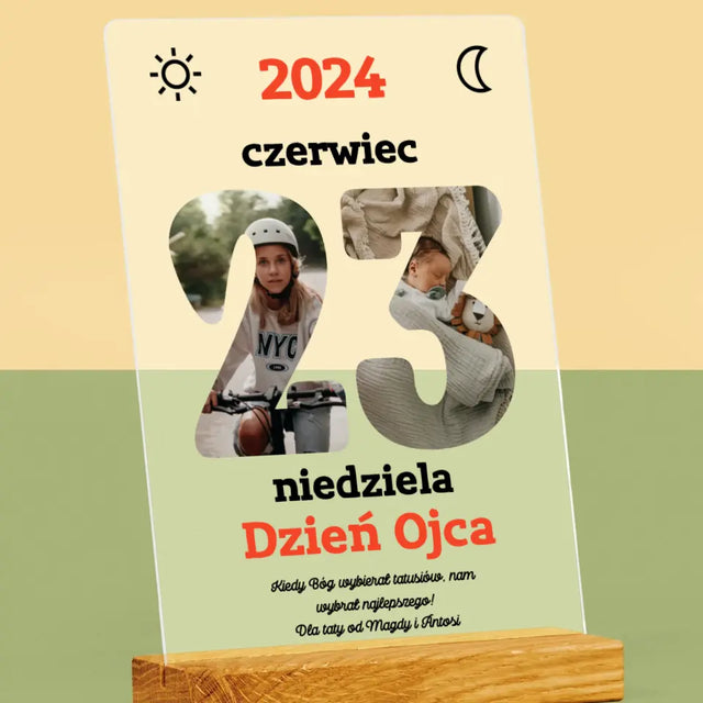 Słowo Ze Zdjęć: Dzień Ojca Kartka Z Kalendarza - Wydruk Na Szkle Akrylowym