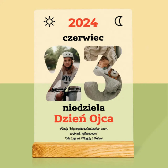 Słowo Ze Zdjęć: Dzień Ojca Kartka Z Kalendarza - Wydruk Na Szkle Akrylowym