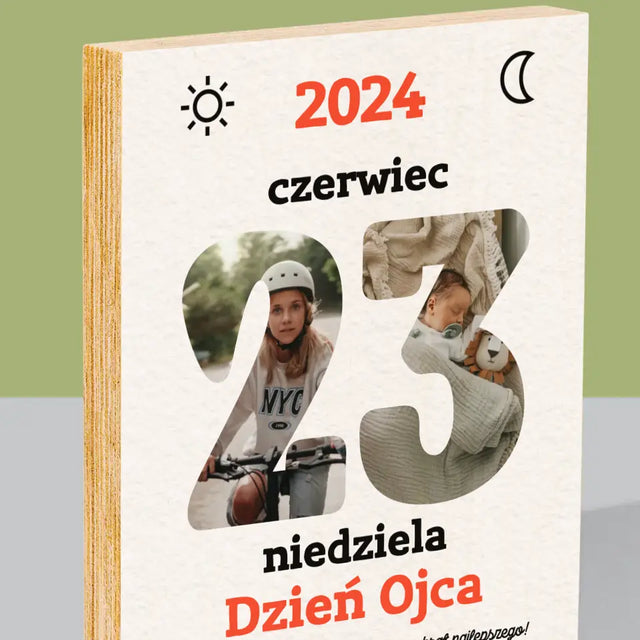 Słowo Ze Zdjęć: Dzień Ojca Kartka Z Kalendarza - Wydruk Na Drewnie