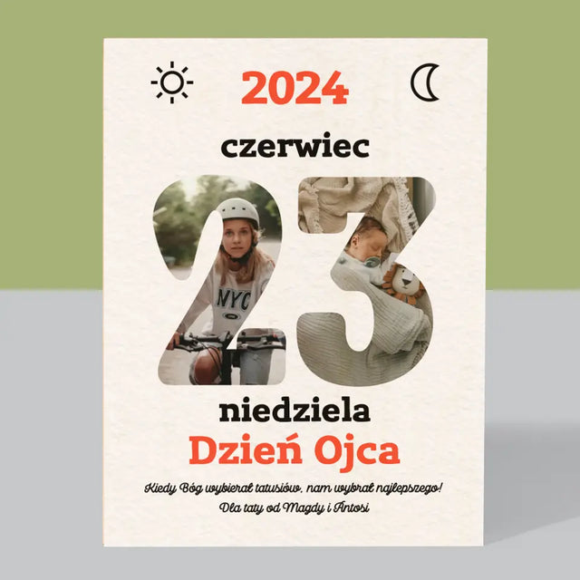 Słowo Ze Zdjęć: Dzień Ojca Kartka Z Kalendarza - Wydruk Na Drewnie