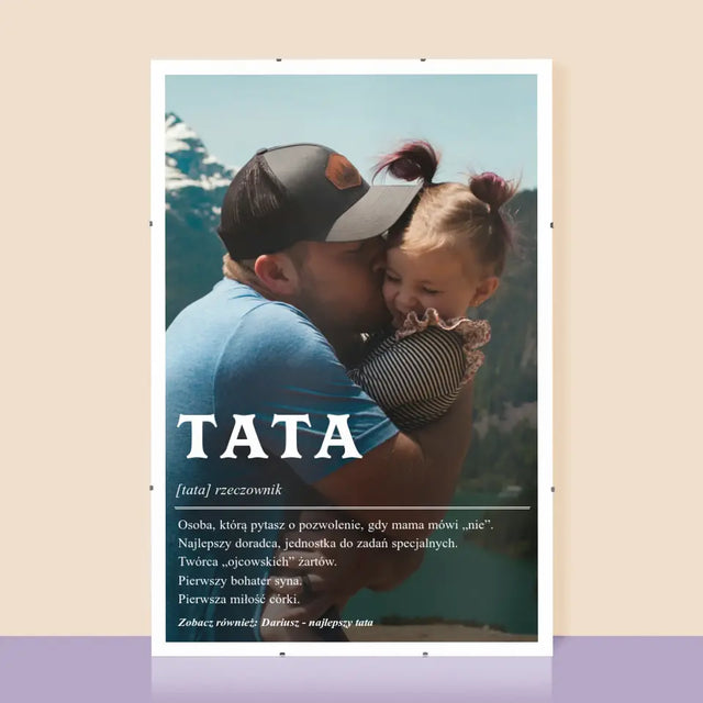 Zdjęcie i Podpis: Definicja Tata - Personalizowany Plakat