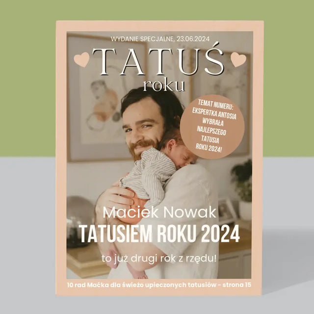 Okładka Magazynu: Tatuś Roku - Wydruk Na Drewnie