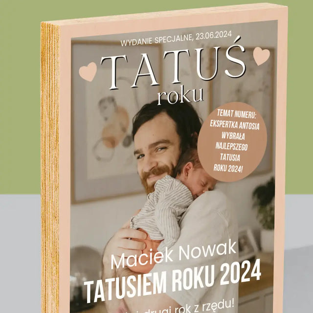 Okładka Magazynu: Tatuś Roku - Wydruk Na Drewnie