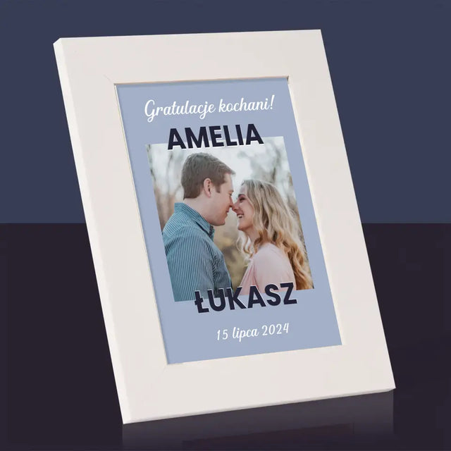 Zdjęcie i Podpis: Ślubne Gratulacje - Ramka Na Zdjęcie