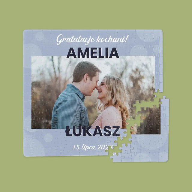 Zdjęcie i Podpis: Ślubne Gratulacje - Personalizowane Puzzle