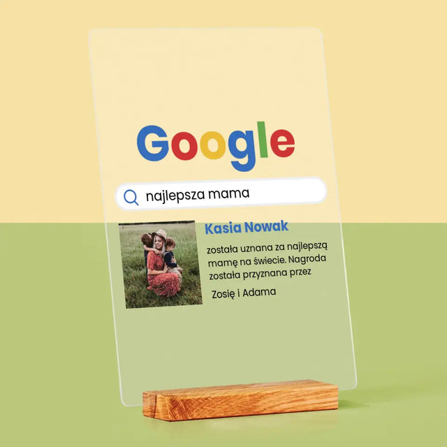 Zdjęcie I Podpis: Najlepsza Mama Wynik Google - Wydruk Na Szkle Akrylowym