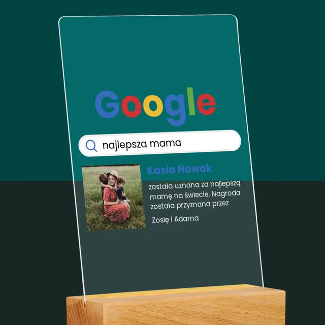 Zdjęcie I Podpis: Najlepsza Mama Wynik Google - Wydruk Na Szkle Akrylowym