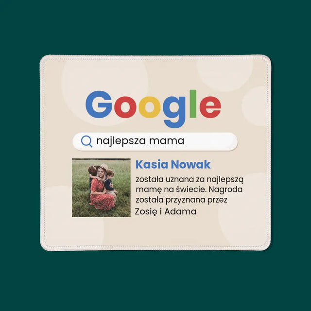 Zdjęcie I Podpis: Najlepsza Mama Wynik Google - Podkładka Pod Myszkę