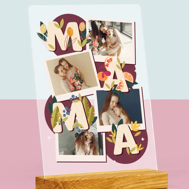 Fotokolaż: Literki Mama - Wydruk Na Szkle Akrylowym