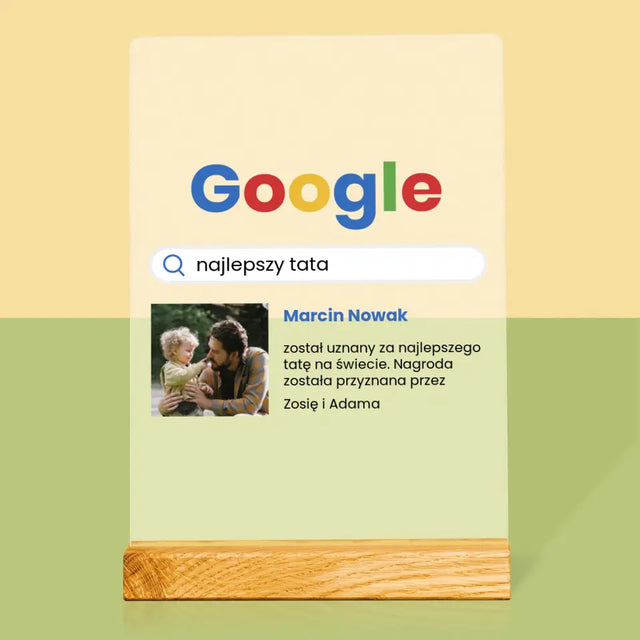 Zdjęcie i Podpis: Najlepszy Tata Wynik Google - Wydruk Na Szkle Akrylowym