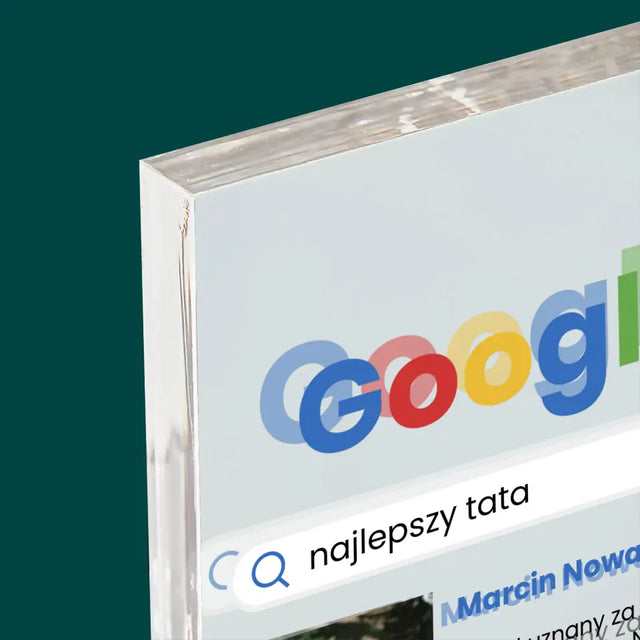 Zdjęcie i Podpis: Najlepszy Tata Wynik Google - Blok Akrylowy z Nadrukiem