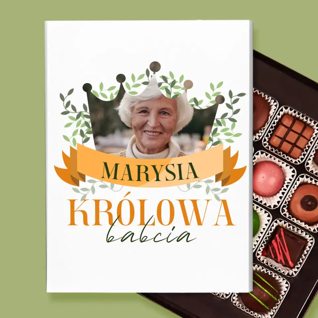 Zdjęcie i Podpis: Królowa Babcia - Personalizowane Praliny