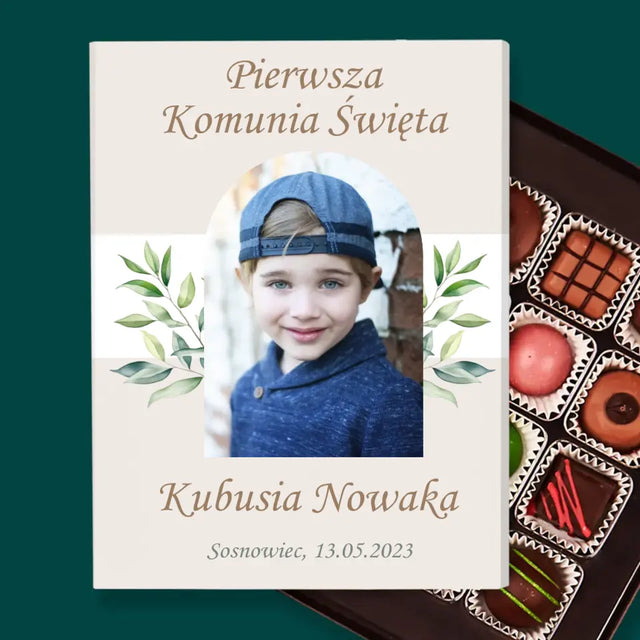 Zdjęcie i Podpis: Pierwsza Komunia Święta Życzenia - Personalizowane Praliny