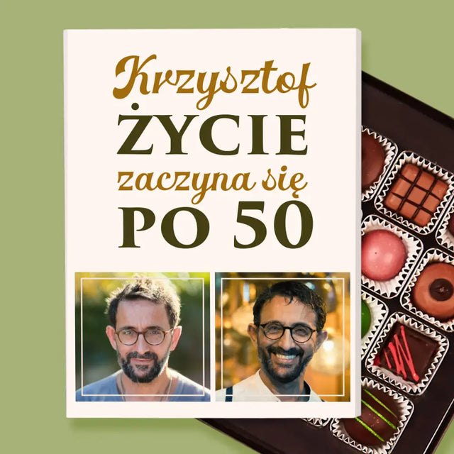 Fotokolaż: Życie Zaczyna Się Po 50 - Personalizowane Praliny