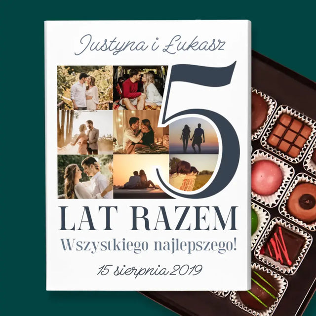 Fotokolaż: 5 Lat Razem - Personalizowane Praliny