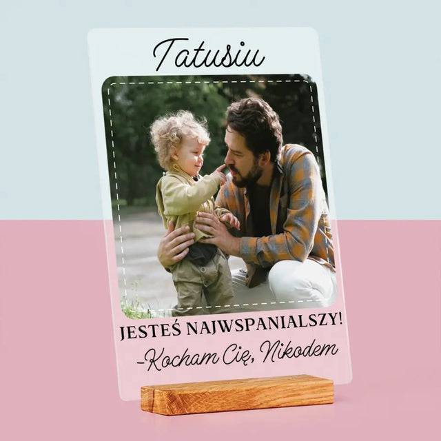 Zdjęcie i Podpis: Najwspanialszy Tata - Wydruk Na Szkle Akrylowym