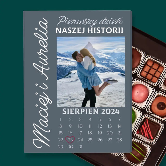 Zdjęcie i Podpis: Pierwszy Dzień Naszej Historii - Personalizowane Praliny